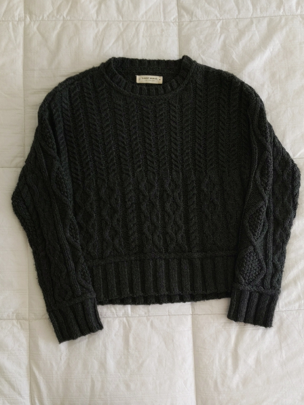 Lucky Brand Chunky Cable Knit Sweater – Charcoal Gray – XS
